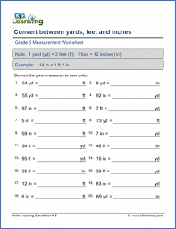 Check spelling or type a new query. Grade 5 Math Worksheets Convert Lengths Inches Feet And Yards K5 Learning