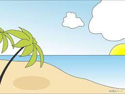 Learn how to draw beach from these draw something drawings. How To Draw A Beach Scene Beach Drawing Beach Scenes Scenery Drawing For Kids