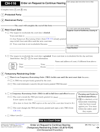 Form CH-116 Download Fillable PDF or Fill Online Order on Request to  Continue Hearing, California | Templateroller