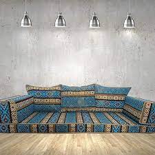 Amazon De Boden Couch Arabische Stil Bodenmobel Orientalische Sitzecke Handgefertigte Boden Sofa Set Arabische Orientalische Sitzecke Blaue Farbe Sitzecke