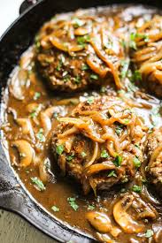 Southern Style Hamburger Steaks With Onion And Mushroom Gravy The Defined Dish Recipe Food Hamburger Steak Recipes