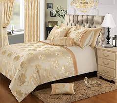 Best bedding sheet set or duvet set egyptian cotton uk double size all color. Intimates Home Bedding Store Premium Double Bed Jacquard Gold Cream Floral Bedding Set Duvet Quilt Cover Set