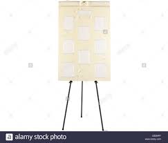 wedding seating plan board on stand with blank spaces for