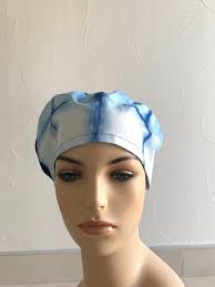 Shibori Hand Dyed Indigo Scrub Cap