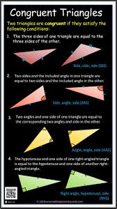 How to use cpctc (corresponding parts of congruent triangles are congruent), why aaa and ssa does not work as congruence shortcuts how to use the hypotenuse leg rule for right triangles, examples with step by step solutions Congruent Triangles Math Side And Angle Rules For Congruent Triangles Triangle Math Congruent Triangles Math Infographic