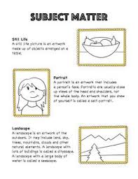 Art Worksheet Teaching Subject Matter In Art Still Life Landscape Portrait Elementary Art Classroom Art Worksheets Art History Lessons