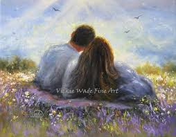 Loving Couple Art Print Lovers Romantic Anniversary Gift Picnic Blanket Summer Love Couple In Love Outdoors Hugging Romantic Paintings Art Romantic Art