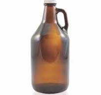 Amber Glass Beer Growler - 64 oz - With Cap