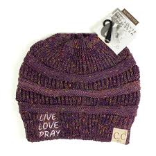 2021 knit pray heart © Live Love Pray Flecked Cc Tail Beanie Faith Shirts