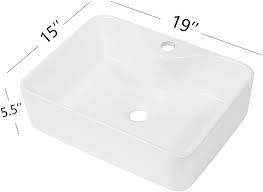24 bathroom vanity freestanding single vessel ceramic sink set cabinet combo. Buy Vessel Sink Rectangular Kichae 19x15 Freestanding Modern Bathroom Rectangle Above Counter White Porcelain Ceramic Vessel Vanity Sink Art Basin With Faucet Hole Online In Indonesia B08fm6c31q