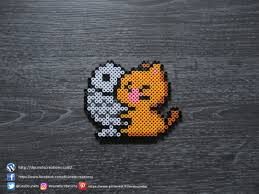 Chaton Kawaii Avec Son Poisson Perles Hama Kawaii Kitten With His Fish Perles Hama Kawaii Animaux Perles Hama Pixel Art Chaton