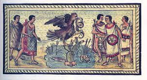 It goes back to an aztec legend. Eagle