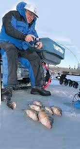 Ice Fishing Perch In Fisherman Ice Fishing Ice Fishing Gear Fish