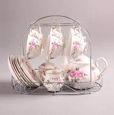 Amazon Com European Bone China Golden Camellia Printed Ceramic Porcelain Tea Cup Set With Lid And Saucer Including The M Porcelain Tea Set Tea Set Tea Pots