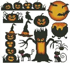 Halloween cross stitch patterns to print. Halloween Pumpkins Silhouettes Halloween Cross Stitch Charts Halloween Cross Stitches Pumpkin Cross Stitch