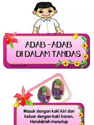 A) baca buku b) pakai selipar 3) pilih antara adab masuk tandas. Adab Masuk Tandas