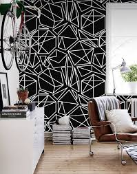 Black And White Geometric Wall Black And White Geometric Removable Wallpaper White And Black Etsy In 2020 Geometric Removable Wallpaper Black Walls Home Decor