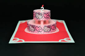 Since this playful cat pop up card is blank, you can customize it perfectly for any occasion when gifting this lovely card. Hello Kitty Birthday Cake Pop Up Card Creative Pop Up Cards