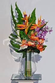 Artificial Orange Bird Of Paradise And Fresh Touch Orchid Arrangement W White Gladioli Tropical Flower Arrangements Corporate Flowers Orchid Arrangements