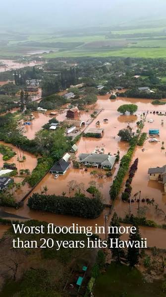 Aerial videos reveal the extent of Hawaii’s worst flooding in more than 20  years., ‌Rains hit Waialua in the island of Oahu’s North Shore, inflicting  what Hawaii’s governor, Josh Green, said could top ...
