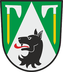 V zeleném štítě pár odvrácených plstěných bot (válenek), pod nimi vlčí udice kroužkem nahoru, vše stříbrné. Obec Ujezd Oficialni Stranka Obce Ujezd