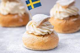 Another iconic swedish pastry is the semla, a petite cardamom cream bun that's filled with marzipan, whipped cream and almond paste, and then finished with a generous dusting of powdered sugar. 15 Traditional Swedish Desserts Insanely Good