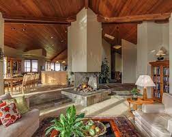 Cozy Living Room Designs With Fireplaces Defined By Sunken And Raised Floor Areas Sunken Living Room Split Level Home Designs Cozy Living Room Design