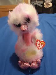 TY Beanie Boo Avery 2019 Pink Pastel Glitter Ostrich Bird Soft Toy Fluffy 6  inch