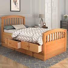 Bed frame with 2 storage boxes twin. Amazon Com Wood Twin Bed With Storage Platform Bed With 6 Drawers And Headboard And Footboard Captain Bed For Kids Twin Kitchen Dining