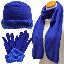 Robot Check Hat Scarf Gloves Set Royal Blue Scarf Fashion Gloves