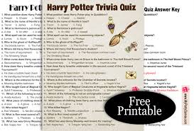 Great for the classroom and kids party games. Free Printable Harry Potter Trivia Quiz With Answer Key