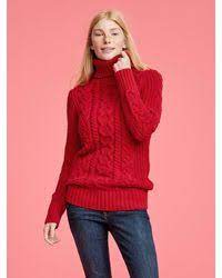 Gap Factory Cable Knit Turtleneck Pullover Sweater Tunic In Red Lyst