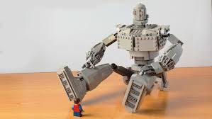 the giant tries to pick up the deer hogarth hughes: I Made The Iron Giant Lego