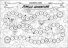 Coloring Game Jungle Adventure Board Game Printable Game Etsy Jungle Adventure Coloring Pages Childrens Board Games