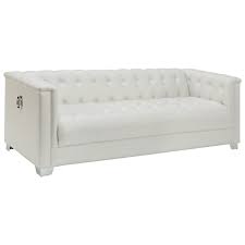 Sofas and couches by ashley homestore. Coaster Chaviano Low Profile Pearl White Tufted Sofa Dream Home Interiors Sofas