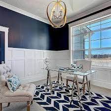 One blogger shows us how to use navy paint, bedding, accents, and more. Navy Blue Office Design Ideas
