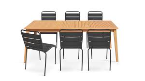 Tables et chaises de jardin en harmonie. Table De Jardin En Bois Extensible Et 6 Chaises En Metal Chicago