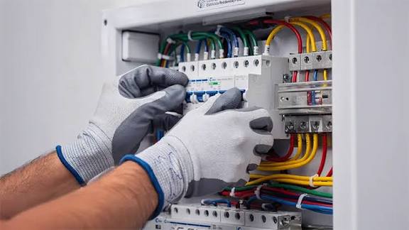 Eletricista realizando instalação de chuveiro e luminárias em Ana Rech