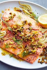 Wild Salmon With Fennel And Pistachios Recipe Recipe Salmon Dishes Fish Recipes Pistachio Recipes