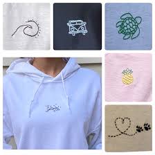 Whether you just want one for yourself or need them for the whole team, we have the power and expertise to create beautiful prints on not just hoodies, but sweatpants , outerwear , and of course other kinds of sweatshirts. Custom Embroidered Hoodie Simple Embroidery Design Etsy