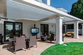 Enjoy Our Louvered Pergola System That Adds Extra Living Space To Your Home Enjoy The Outdoors Even When Outdoor Pergola Pergola Plans Modern Pergola Plans