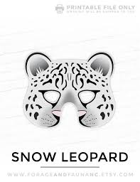 Black And White Leopard Print Mask Printable Snow Leopard Mask White Leopard Mask Printable Etsy Printable Halloween Masks Printable Animal Masks Animal Masks