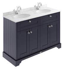 Double sink vanity units provide ample storage space, allowing you to separate your bathroom essentials into an organised manner. Old London 1200mm Floor Standing Unit And Double Basin With Marble Top