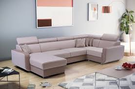 Wohnlandschaft U Form Schlafsofa Elisa Sandcappuccino Ottomane Links