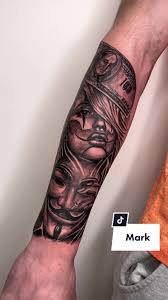 Chicano Girl and Anonymous Mask Tattoo in Scotland