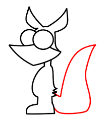 Draw two curved lines next to each other for the eyes of the cartoon fox. Drawing A Cartoon Fox