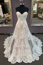 A Line Sweetheart Sleeveless Lace Appliqued Beach Wedding Dress In 2020 Cheap Bridal Dresses Online Wedding Dress Cheap Wedding Dress