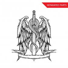 Handdrawn Snake Sword And Wings How To Draw Hands Snake Illustration Animal Coloring Pages