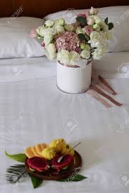 Maybe you would like to learn more about one of these? Flowers And Fruit In Bed Hotel Room Stock Photo Picture And Royalty Free Image Image 120203557