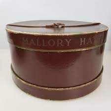 Vintage Mallory Hat Box Brown Leather Round Strap Fedora Store Display Midcentury Mens Clothing Storage Bowler Boater Closet Decor Hat Box Leather Brown Leather